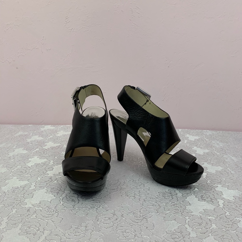 Michael Kors Carla Black Leather Patform Heels